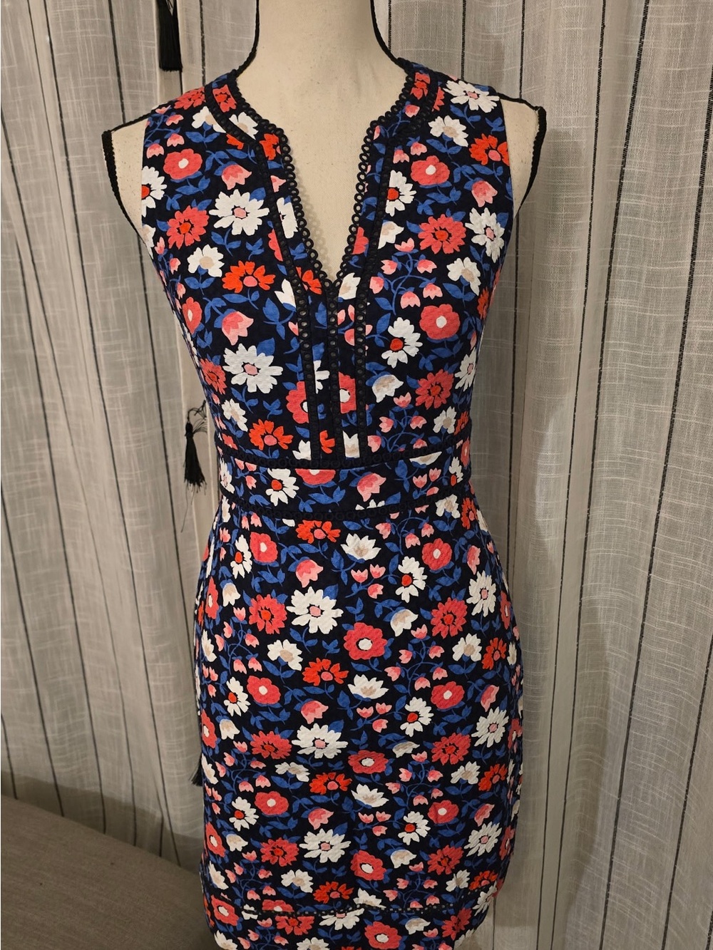 kate spade Navy Floral Midi Dress with Red, White & Blue Blooms